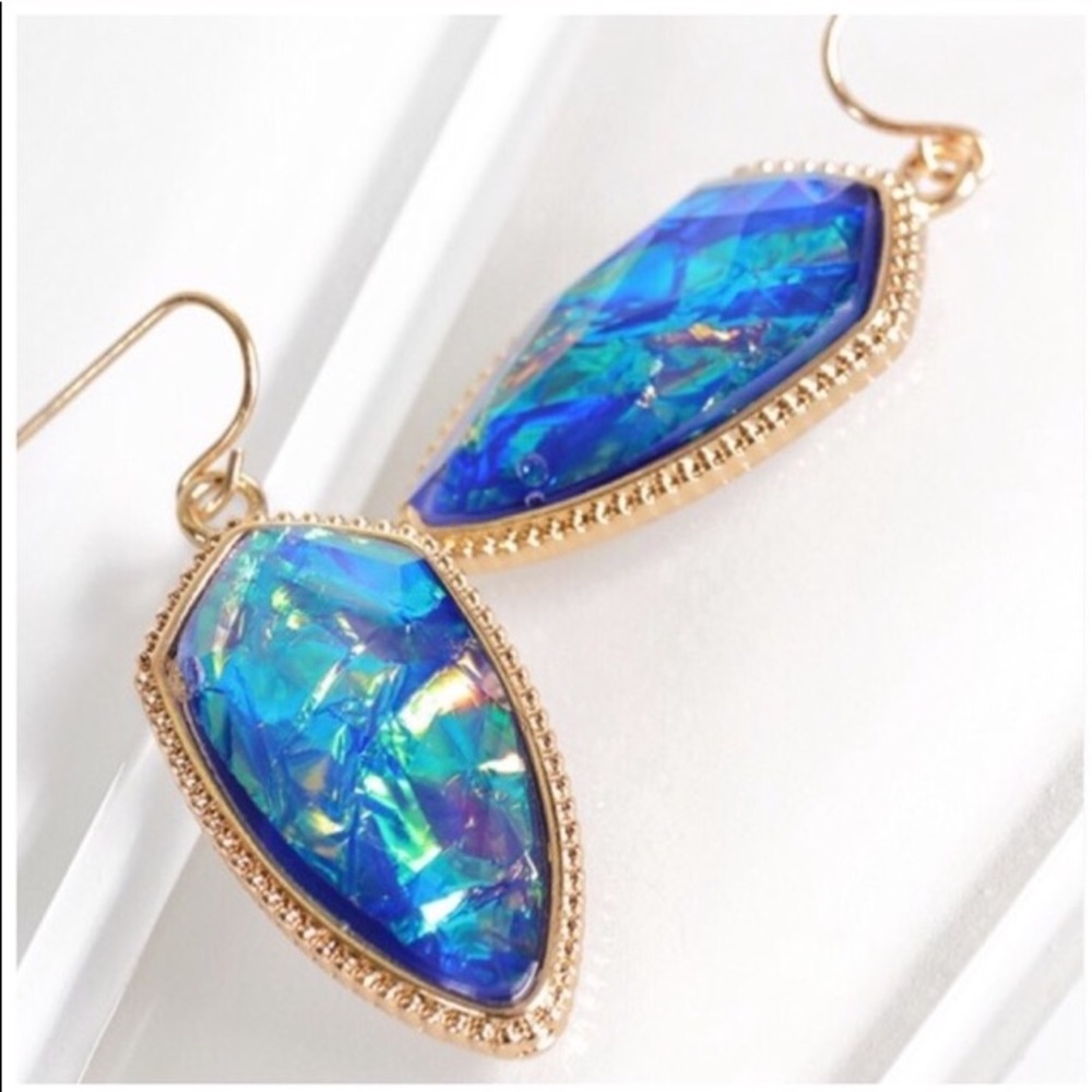 🆕 Blue Opal Acetate Earrings